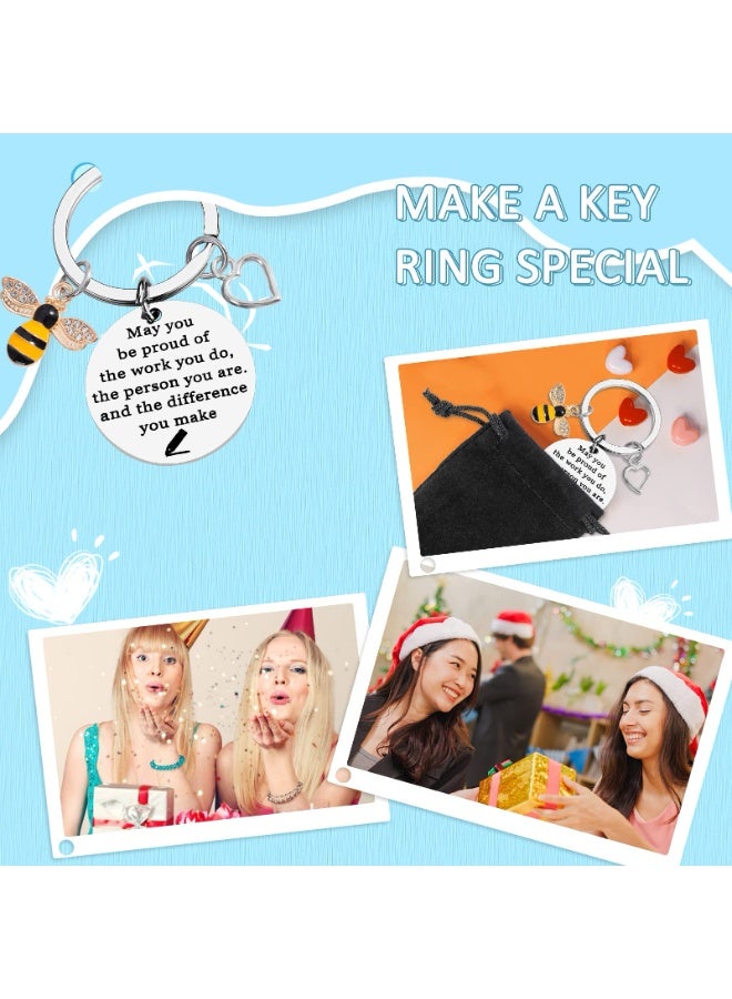 Bee Keychain for Women Men Bee Appreciation Keychain for Teacher Graduation from Students Thank You Gifts Christmas - Image 5
